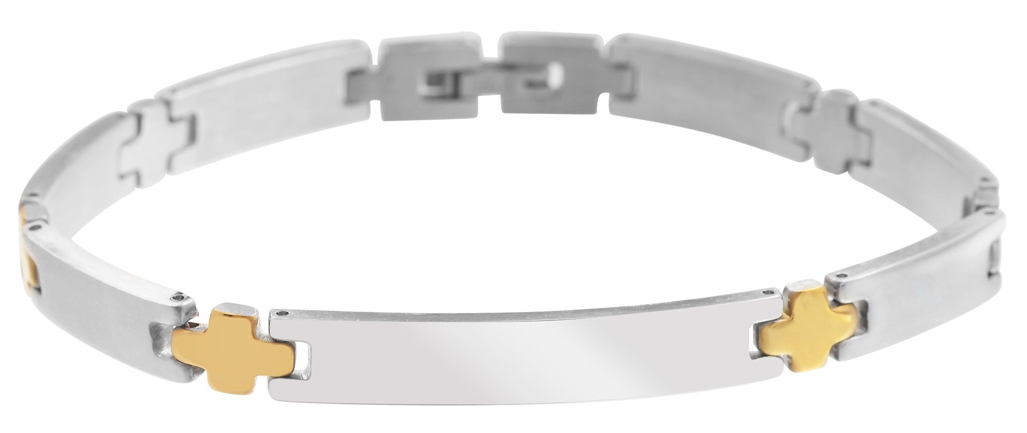 Akzent Edelstahlarmband mit Identplatte für Gravur, bicolor