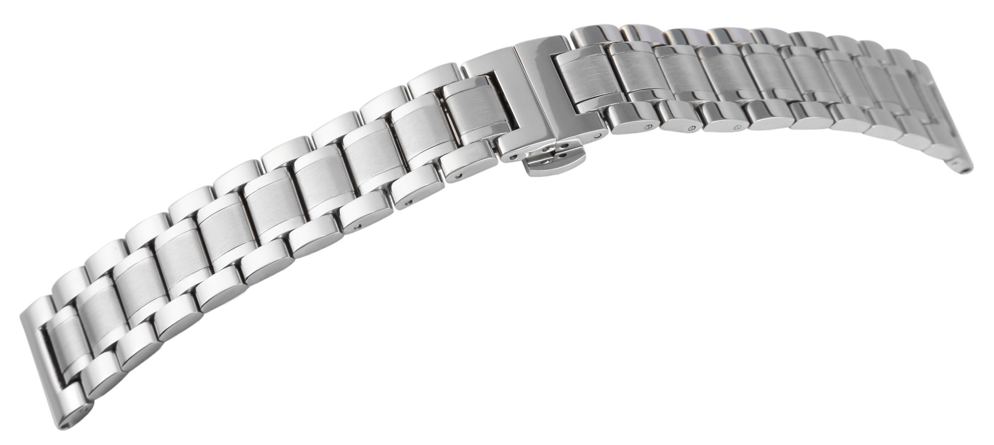 Edelstahl-Uhrenarmband, silberfarben, Butterfly-Faltschließe, 18 mm