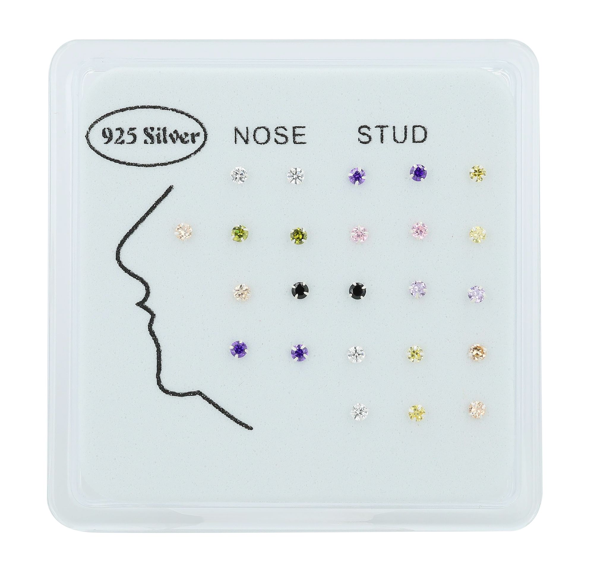 925/- Silber Nasen Piercings, 24 Stück, Stabstärke 0,5 mm / Stablänge 6 mm / Ø 2 mm