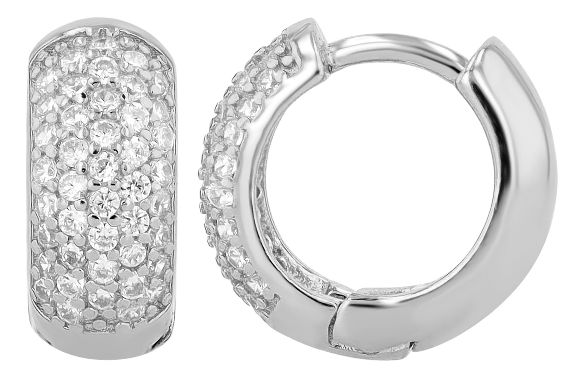 "Aretha" 925/- Echt Silber Creole mit Zirkoniabesatz, silberfarben rhodiniert