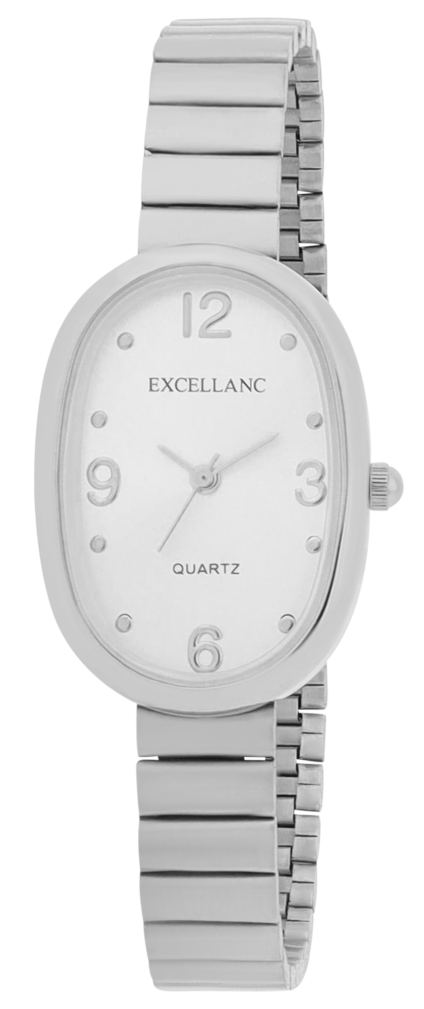 Excellanc Damenuhr - Oval mit Metallband, silberfarben/ silberfarben