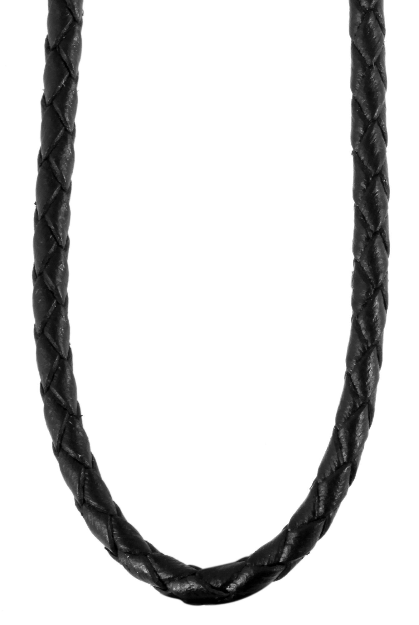 "Paul", geflochten Echtleder Halskette, schwarz, 50 cm/ 3 mm
