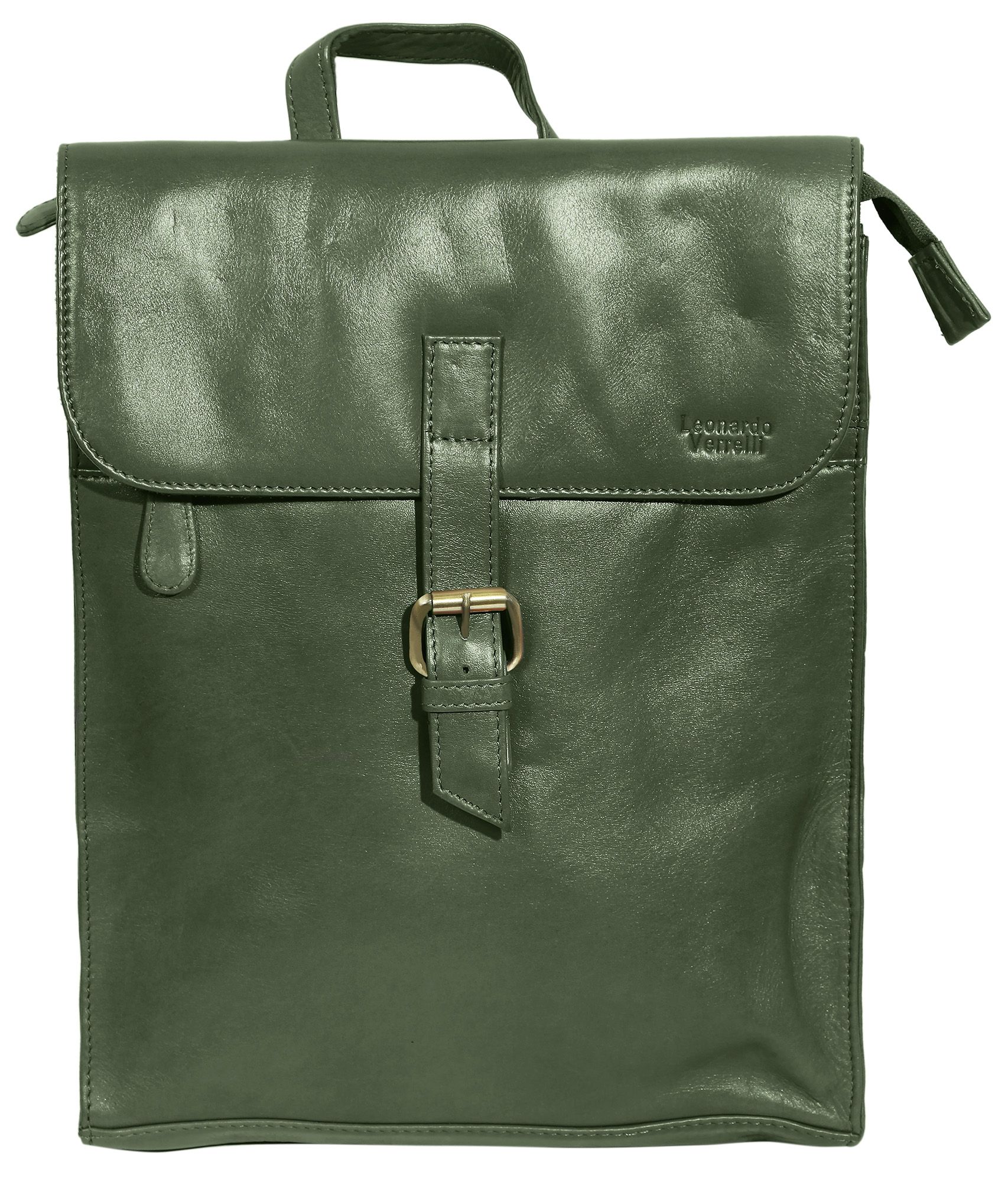 Leonardo Verrelli Echtleder Rucksack, olive