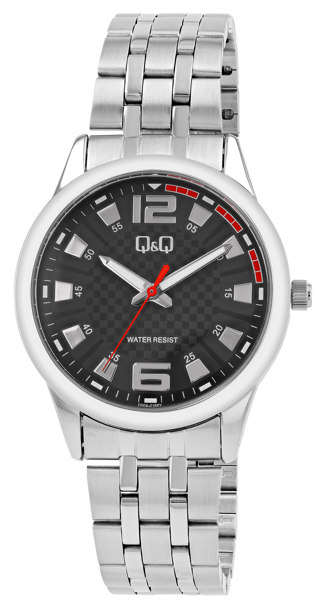 Q&Q Herrenuhr mit Edelstahlarmband, Ø 40 mm, silberfarben/schwarz