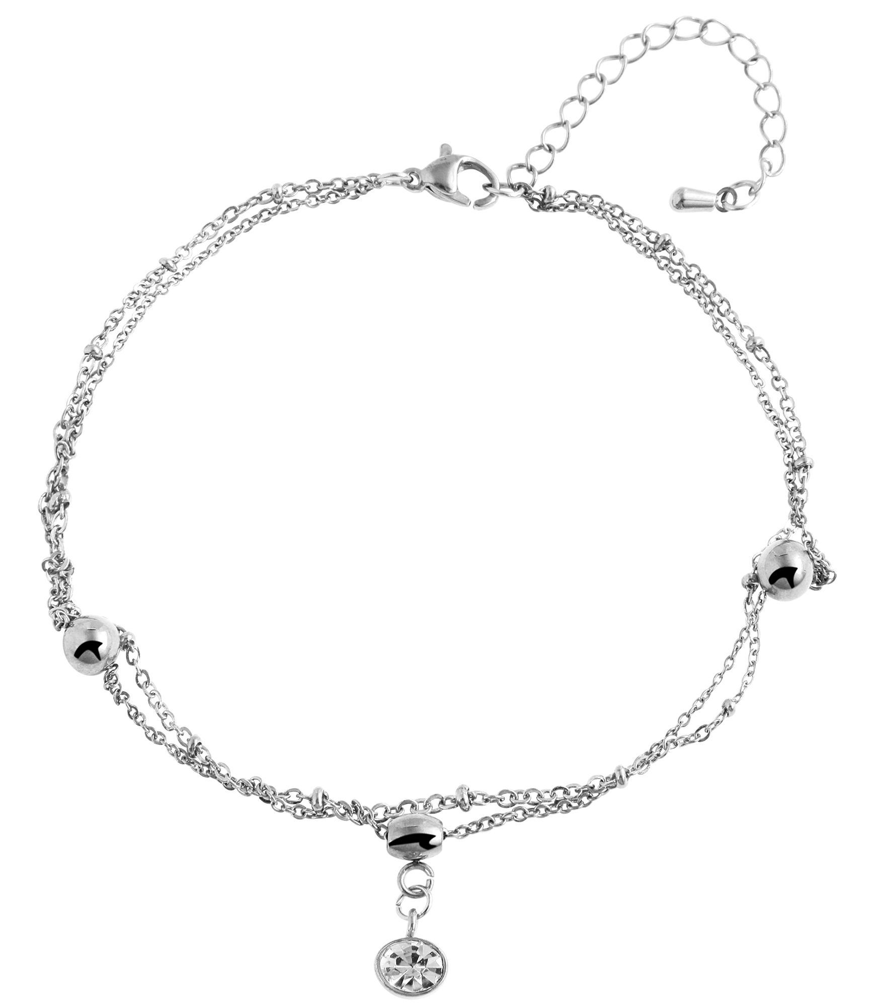 "Simona", Fußkettchen, Edelstahl, Ankerkette, Anhänger Simili, 24 + 5cm