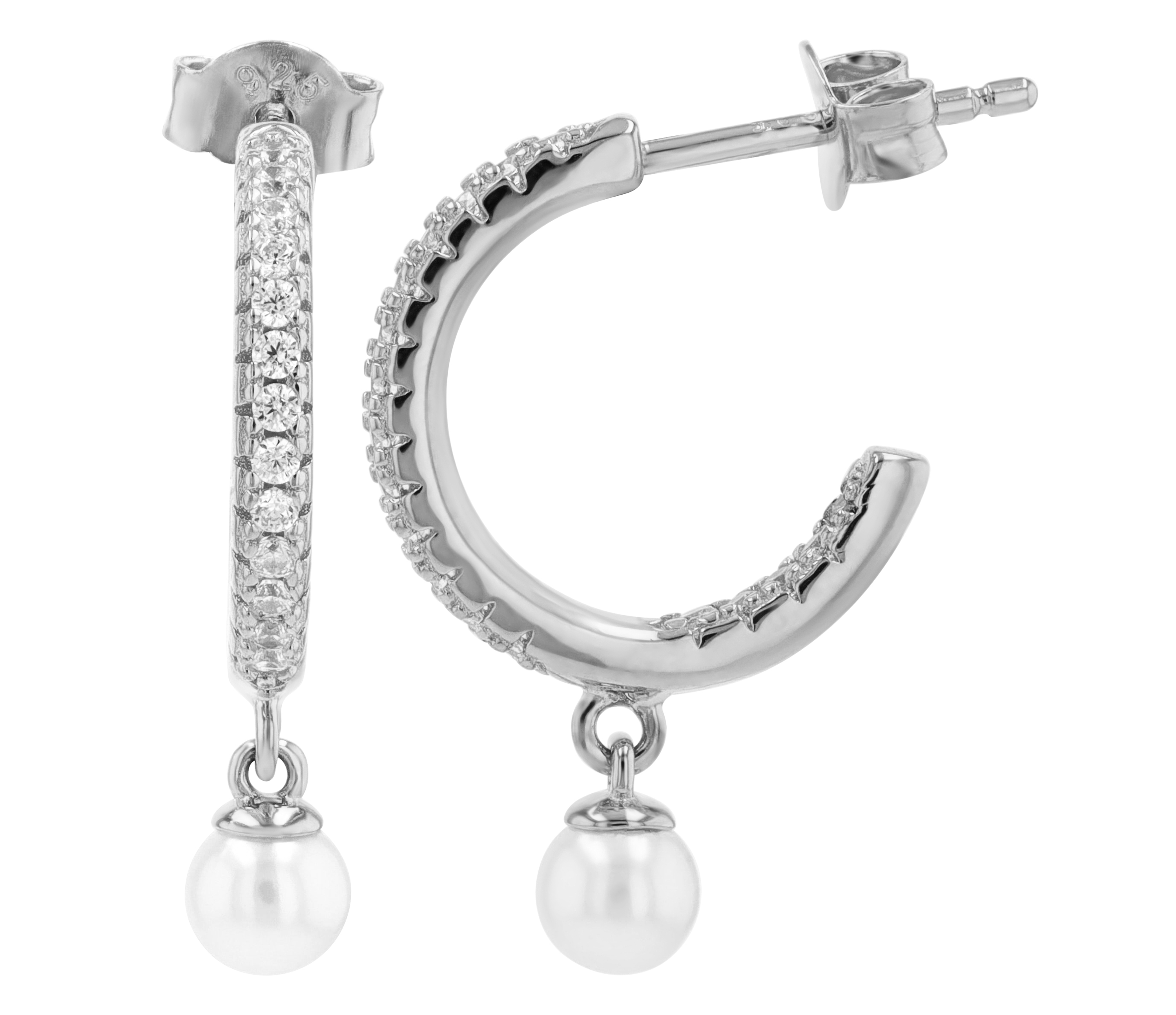 Sif Jakobs Jewellery 925/- Echt Silber Halbcreole mit Hänger "Ellera Perla Medio" rhodiniert