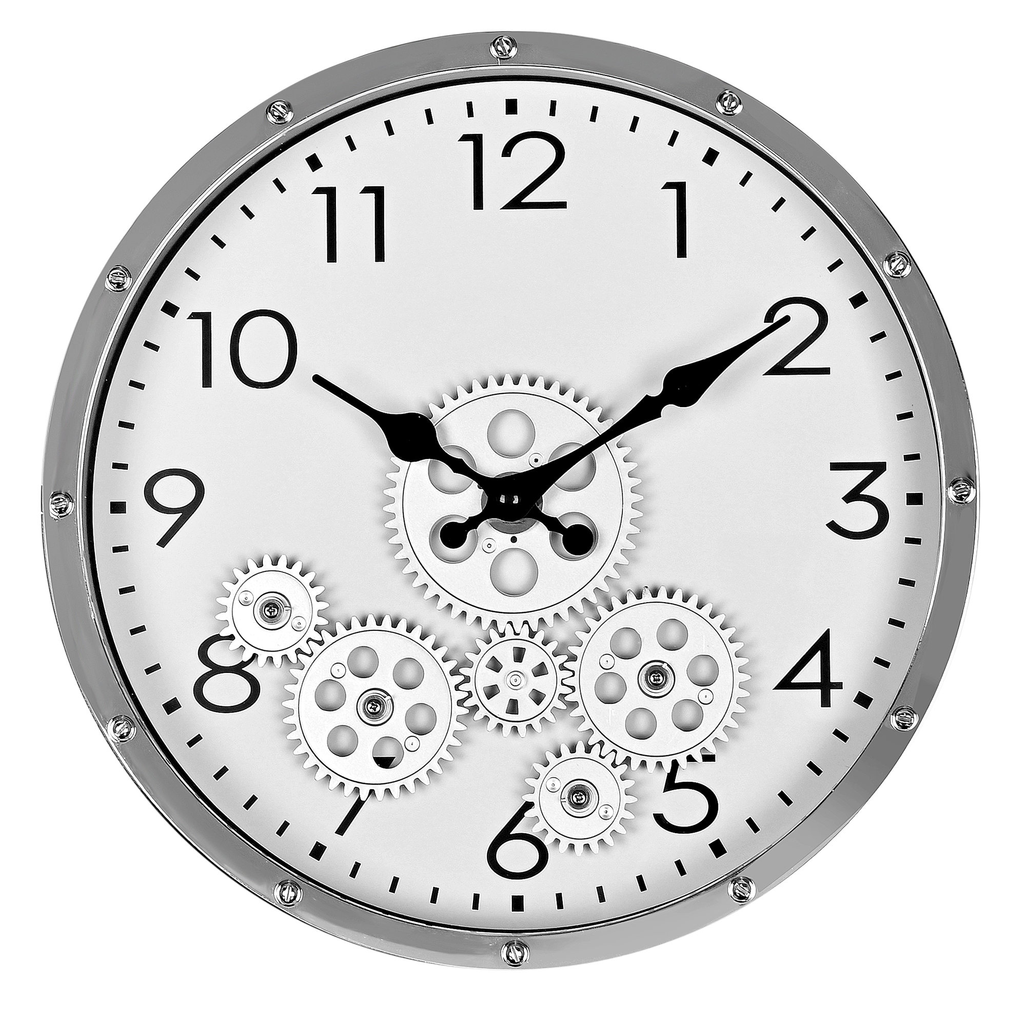 Skelett-Wanduhr im Steampunk- & Industrie-Look Ø 27 cm, silberfarben/ weiß