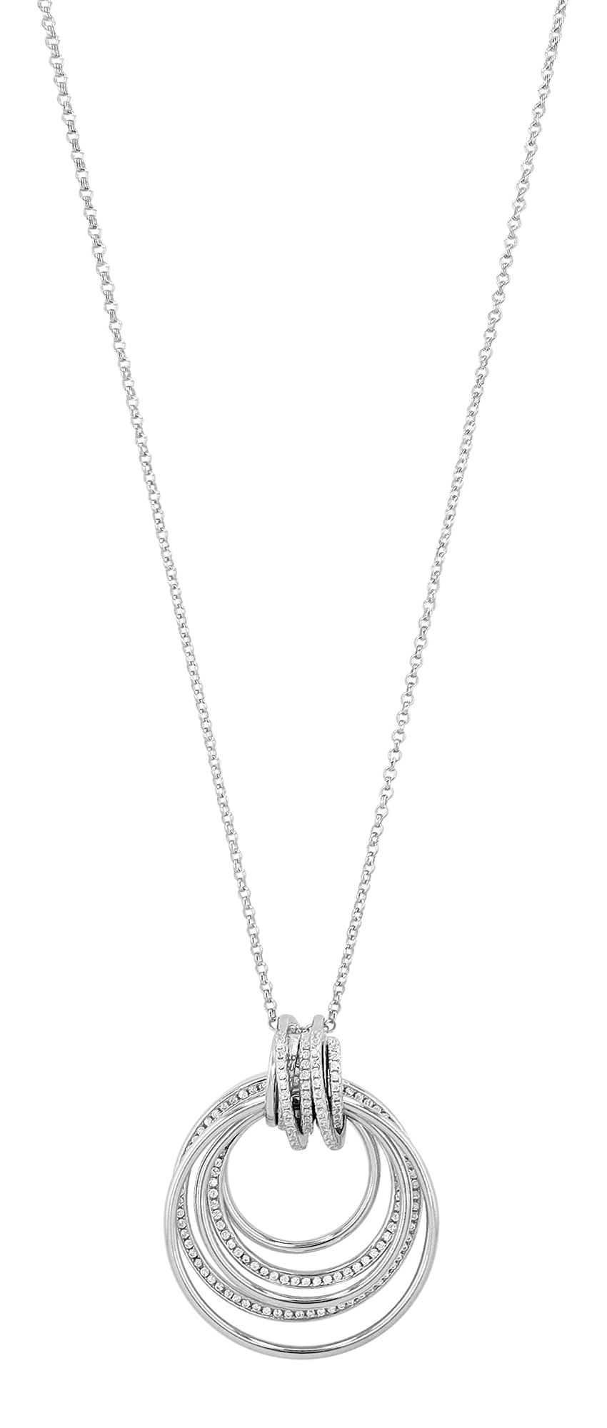 "Tessy"925/- Echt Silber Kette mit Anhänger, Simili, silberfarben 42 + 3 cm