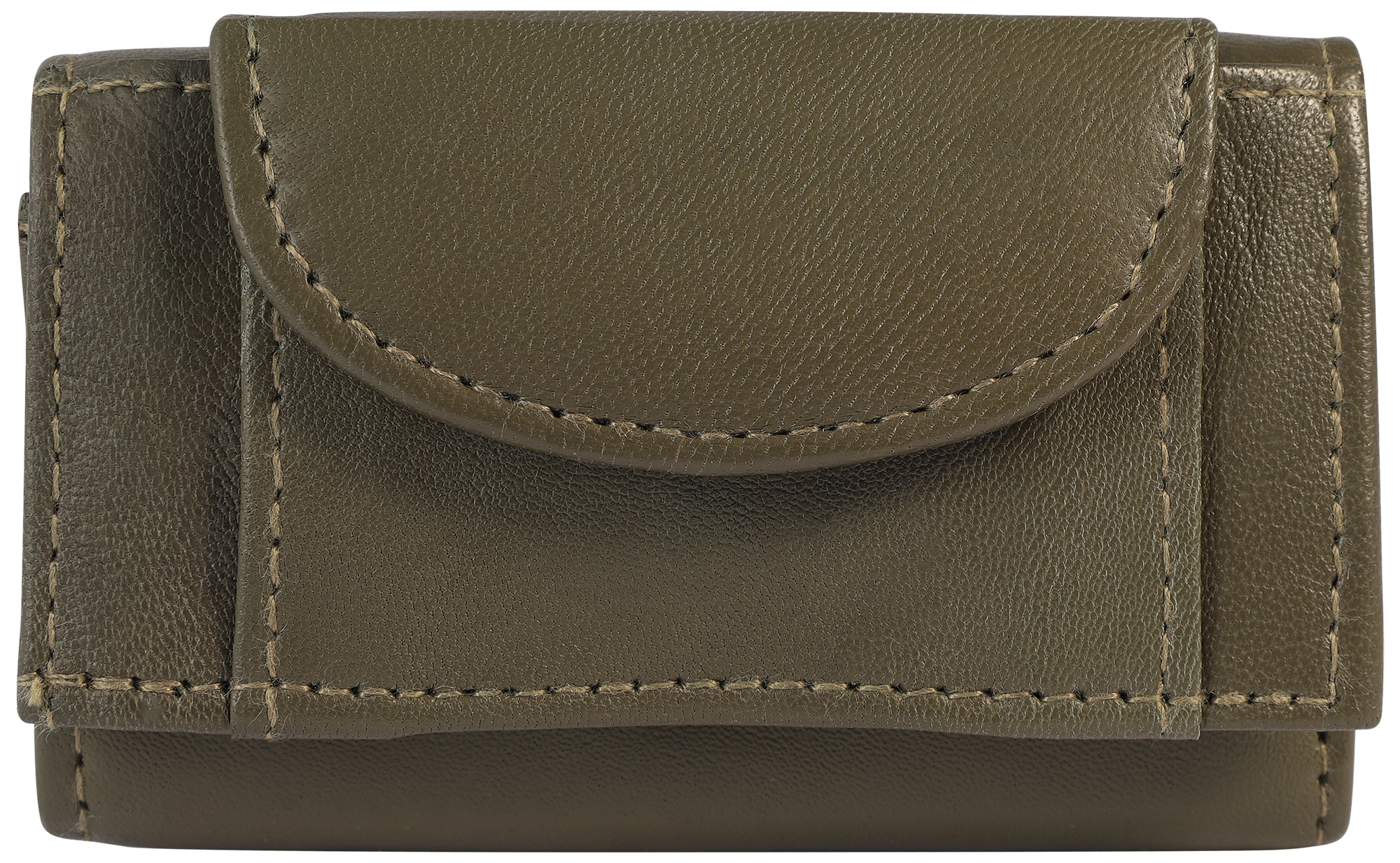 Excellanc Echtleder Mini-Geldbörse (Schlüsselfach), khaki