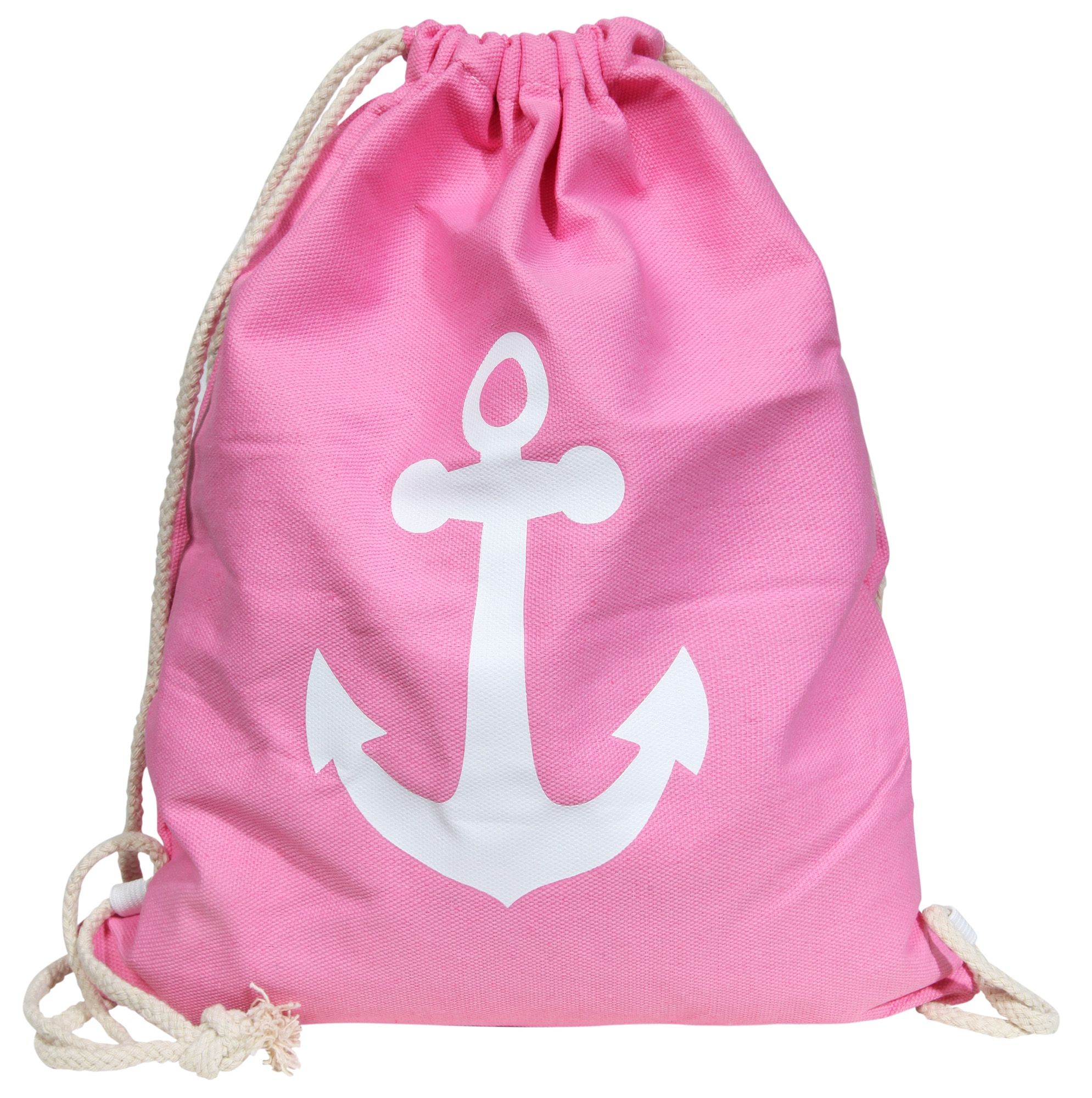Turnbeutel aus Textil, Anker, pink/weiß