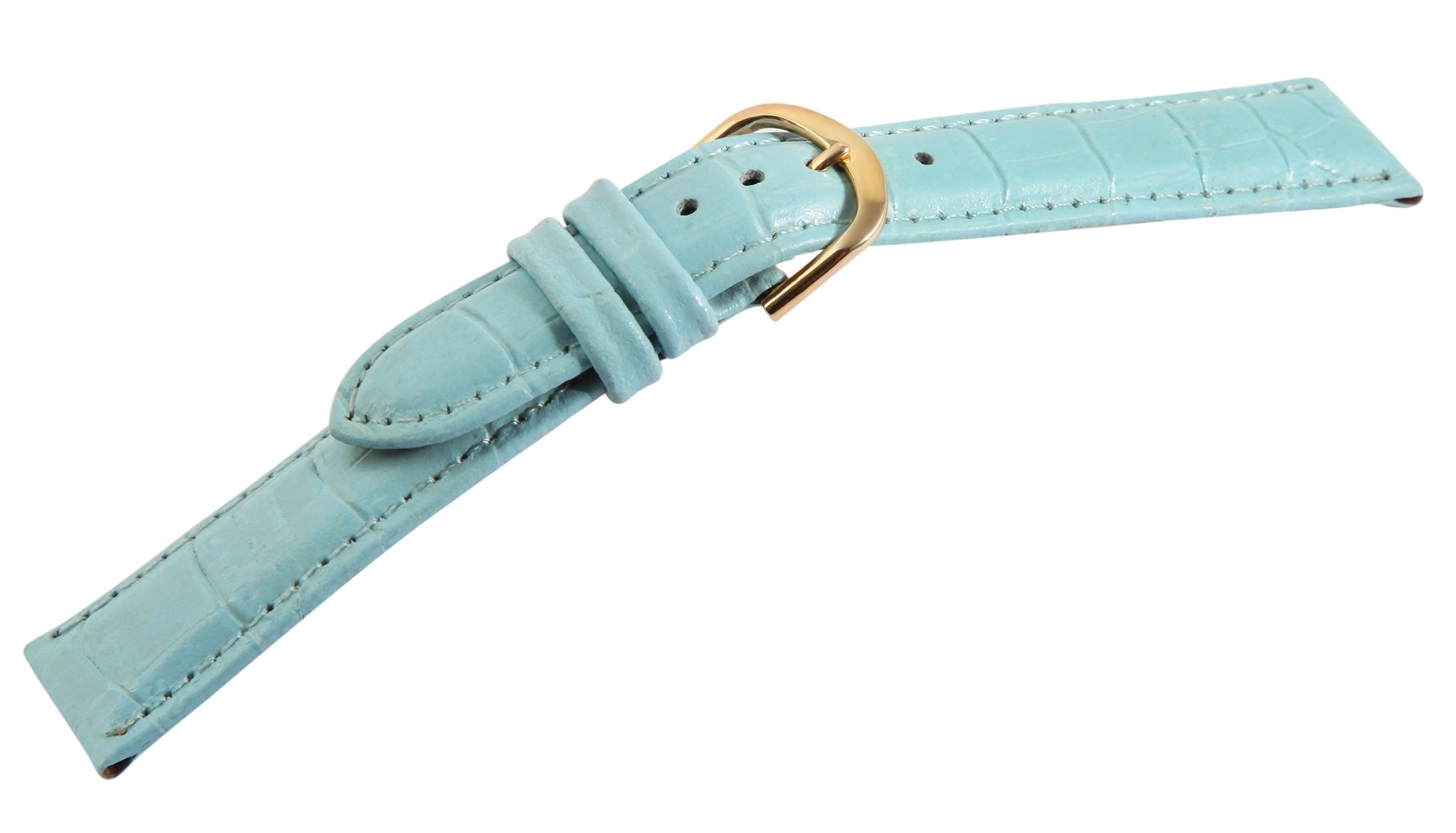 Echtleder-Uhrenarmbänder, hellblau, Krokooptik, VE 12, 18 mm