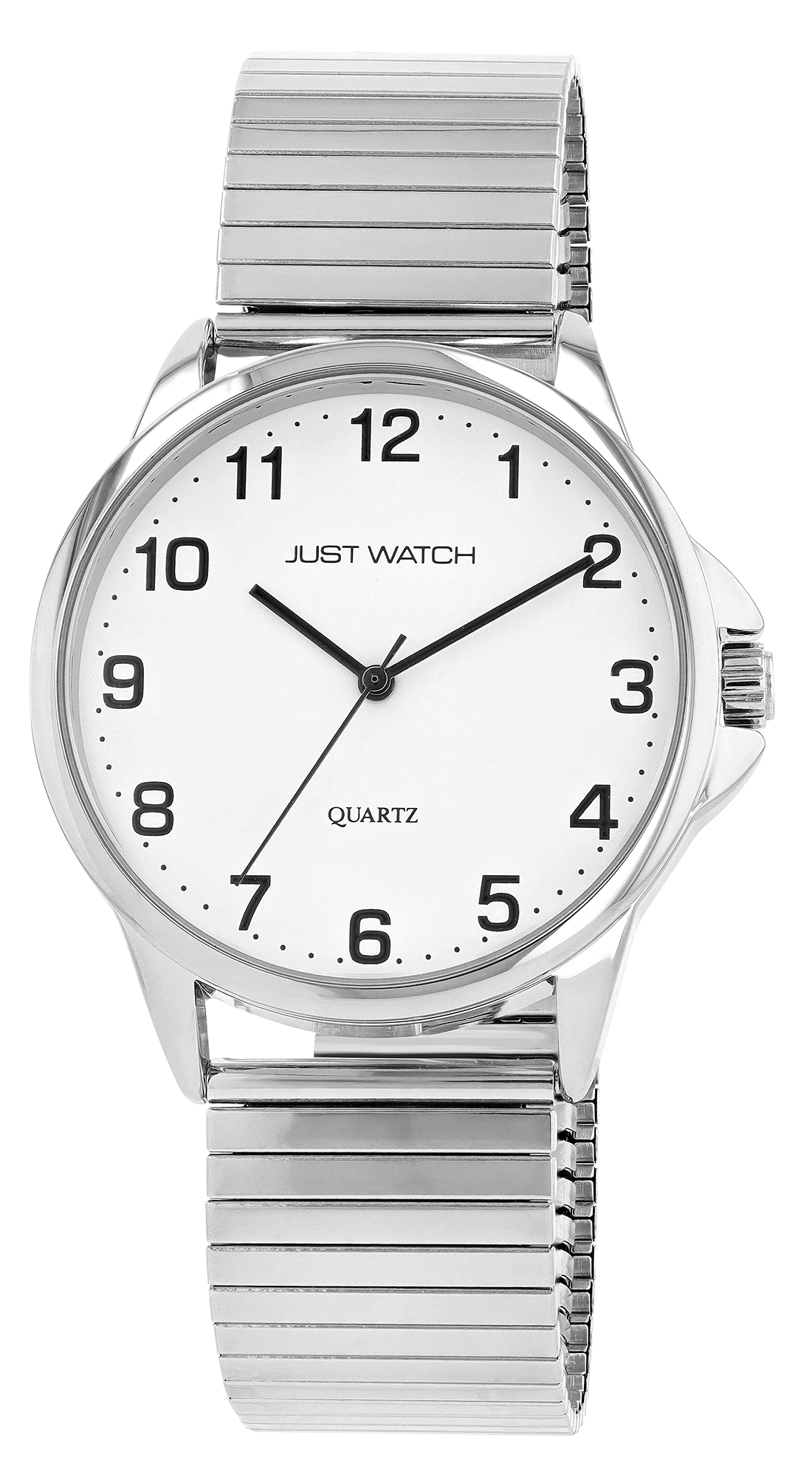 JUST WATCH "Ronny" Herrenuhr Ø 39 mm, Edelstahl Zugaband, silberfarben/weiß