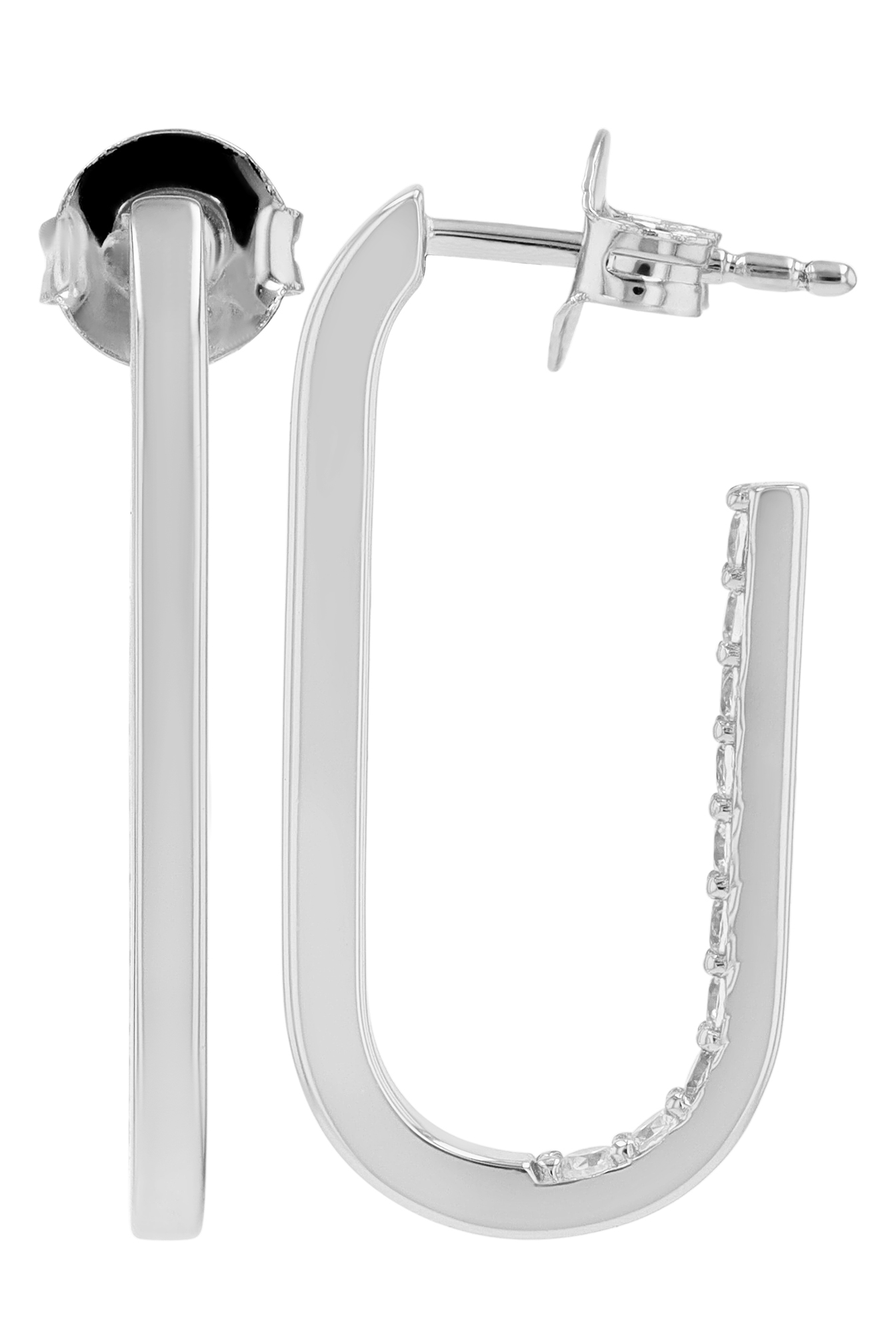 Sif Jakobs Jewellery 925/- Echt Silber ovale Halbcreole "Capizzi Medio", Zirkonia, rhodiniert