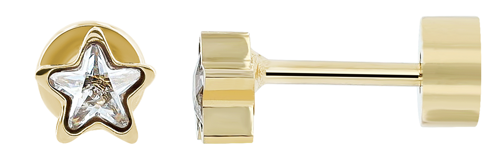 "Lucinda", Edelstahl Ohrstecker/-piercing, Stern, Similibesatz