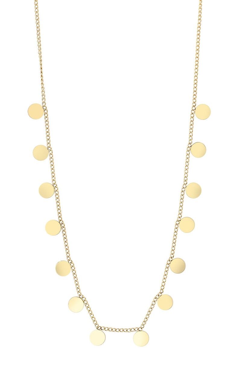 "Amar" - Plättchen, Edelstahlkette (40 + 5 cm) mit Anhänger, Akzent, IP Gold