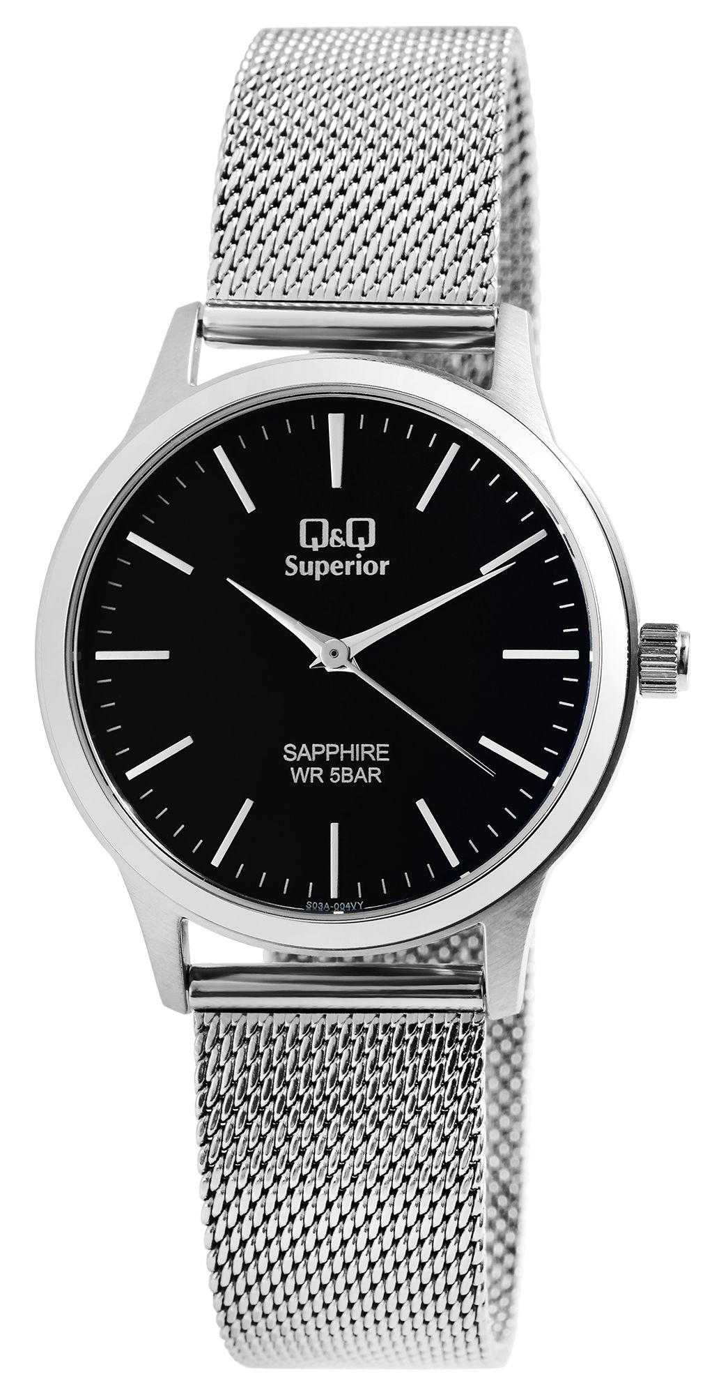 Q&Q Superior Unisexuhr mit Milanaisearmband, Edelstahl, Saphirglas, 5 bar