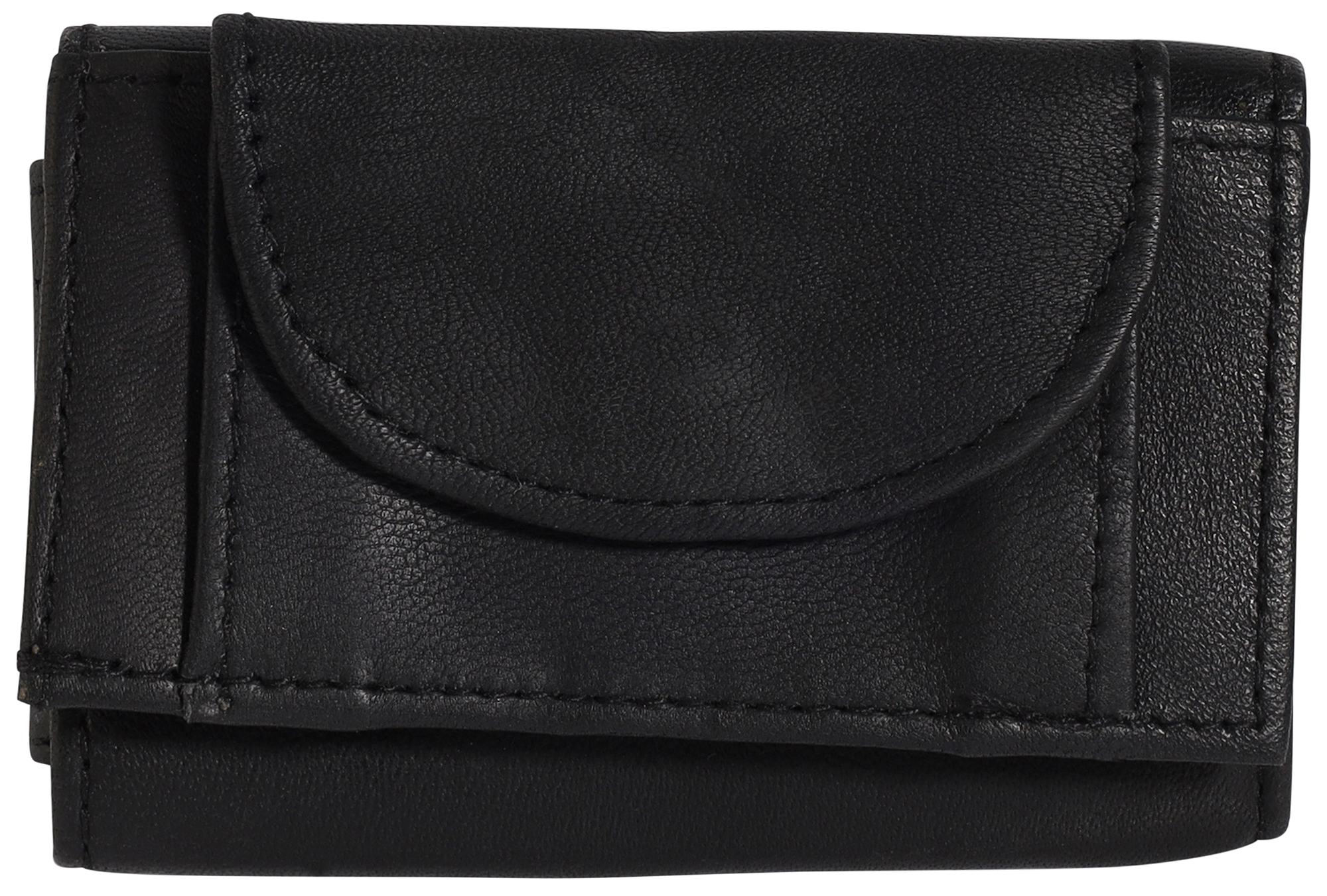 Excellanc Echtleder Mini-Geldbörse, schwarz/olivegrün