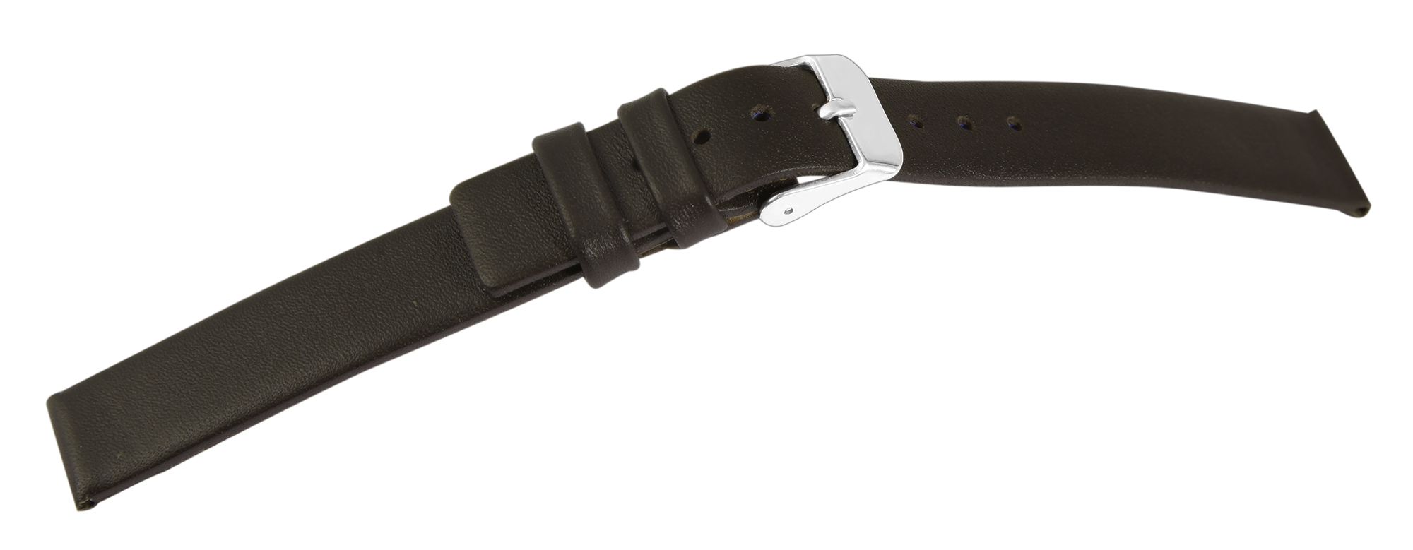 Echtleder Uhrenarmband, nahtlos, dunkelbraun, 14 mm