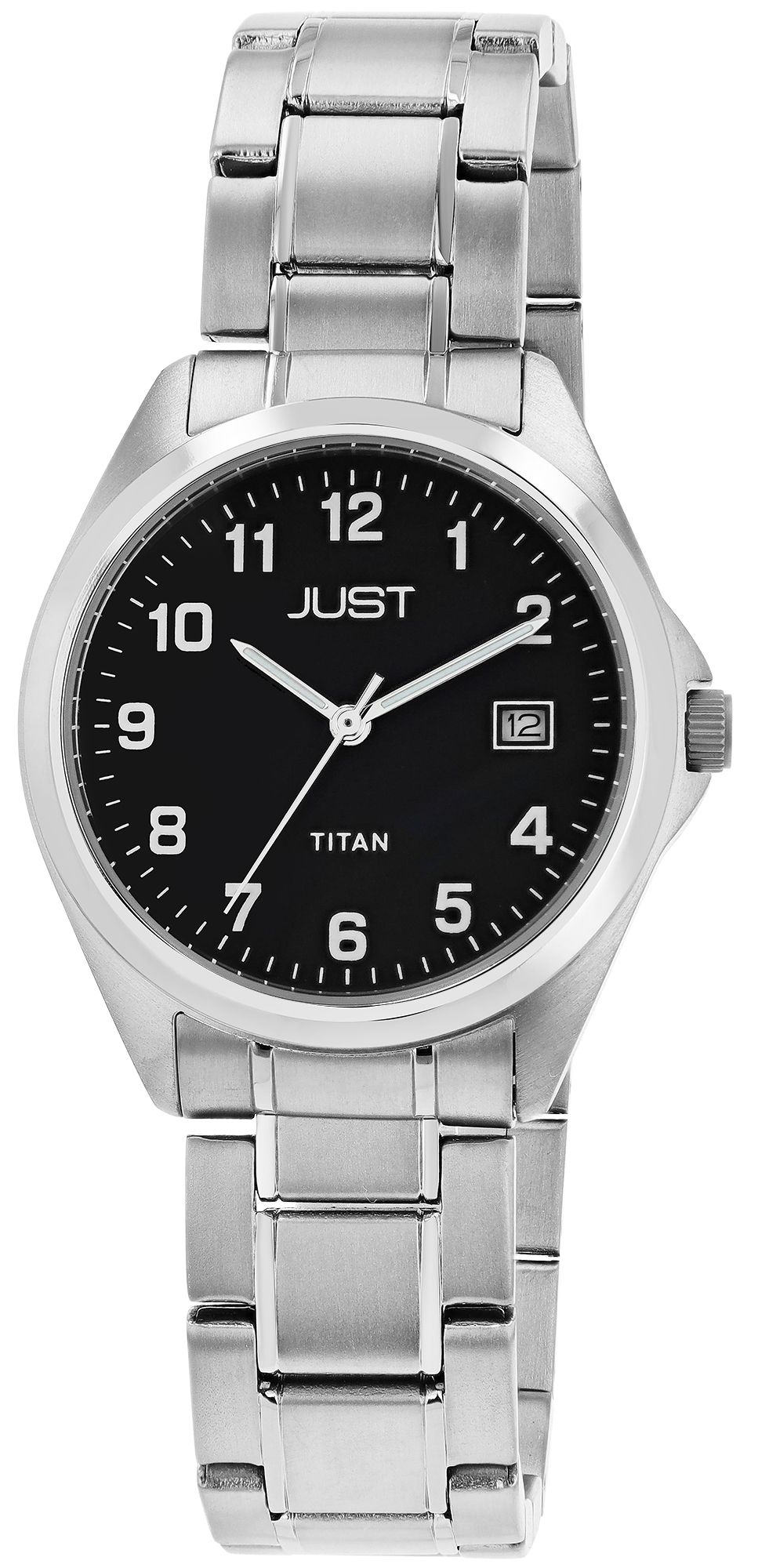 JUST "Kaius" Herren Titanuhr mit Titanband,10 ATM, schwarzes ZB