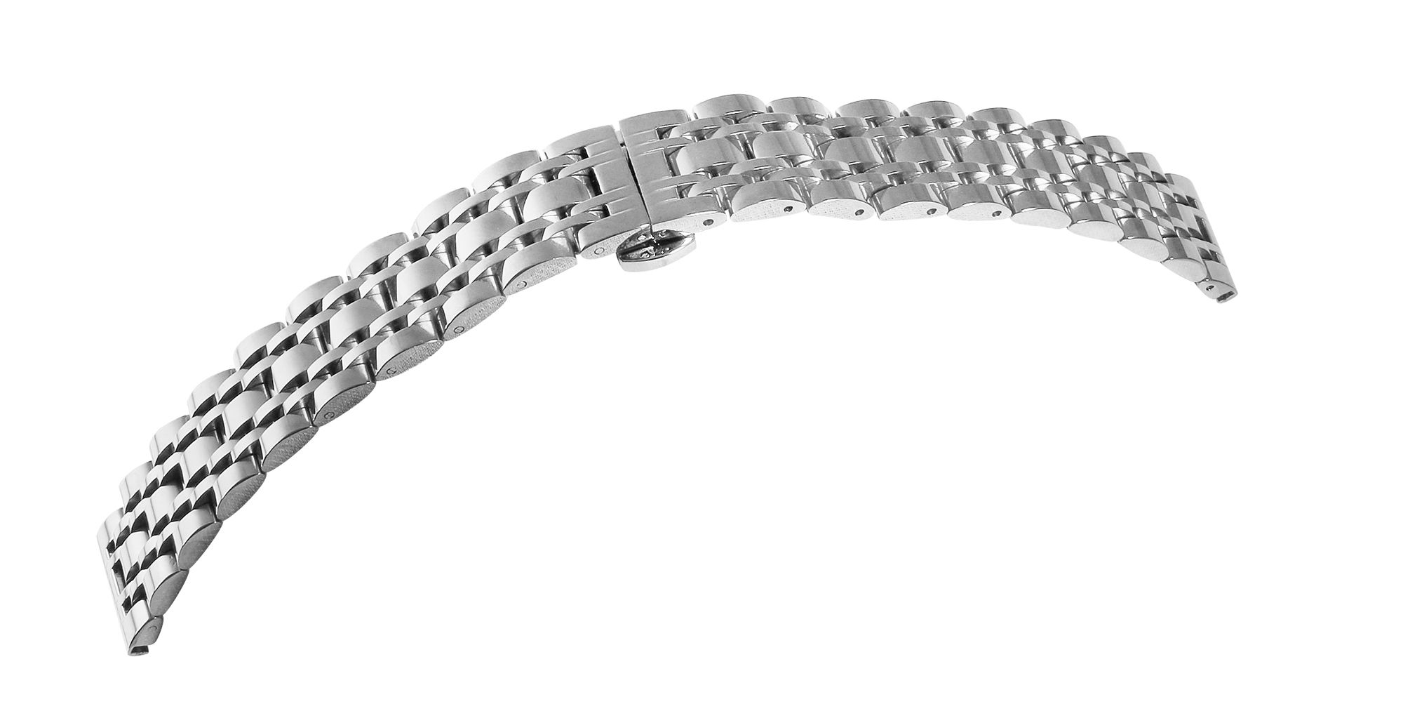 Uhrenarmband aus Edelstahl mit Butterflyschließe, silberfarben, 22 mm