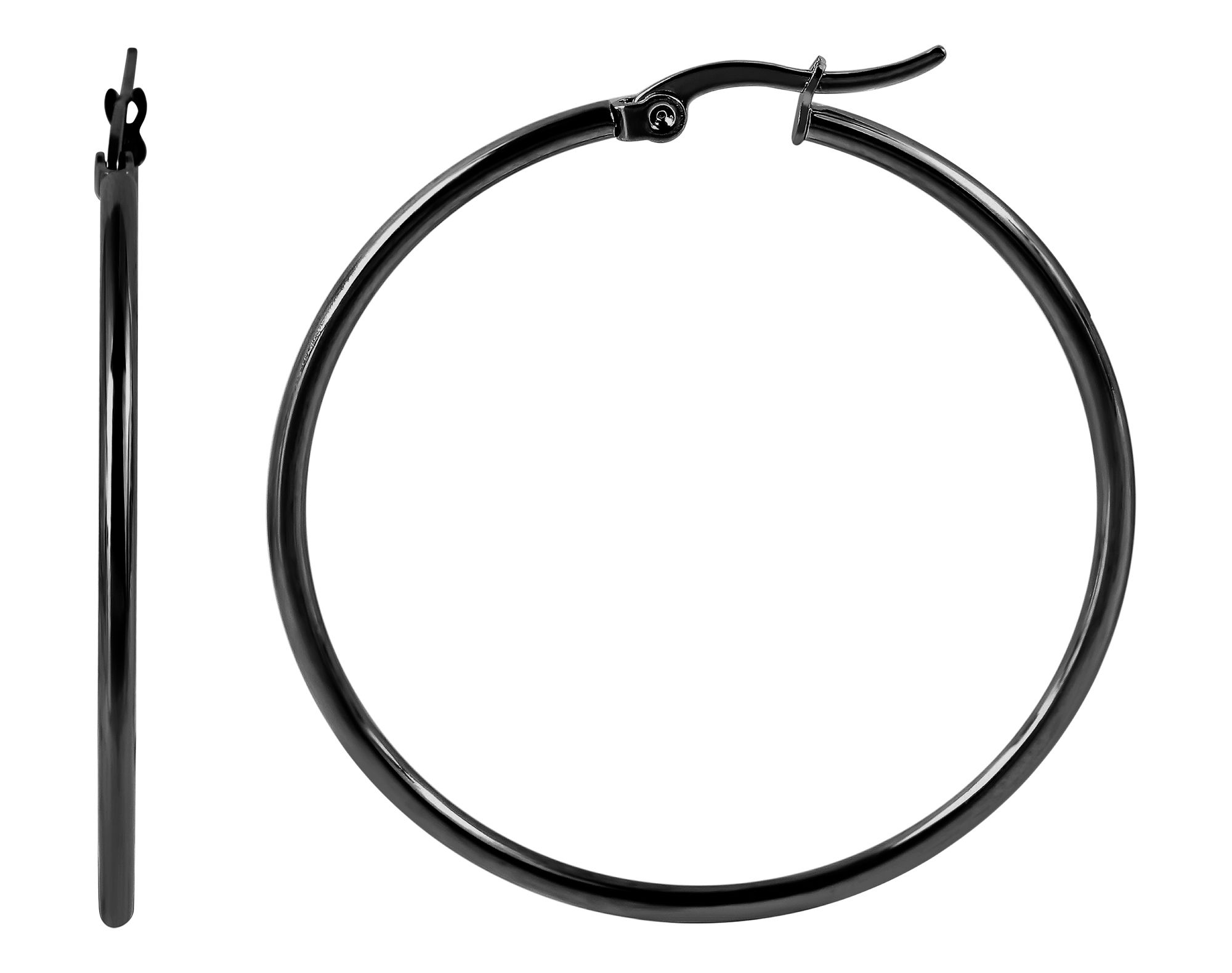 Akzent Creolen, Edelstahl, schwarz, Ø 30 mm