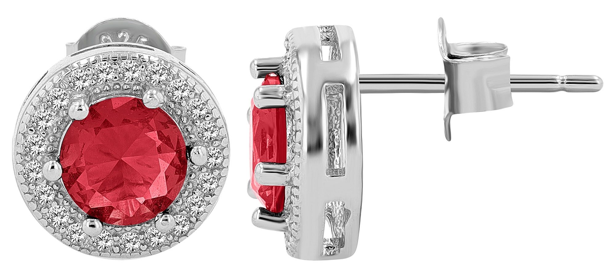 "Sunja" 925er Echt Silber Ohrschmuck mit einem roten Zirkonia Steinen