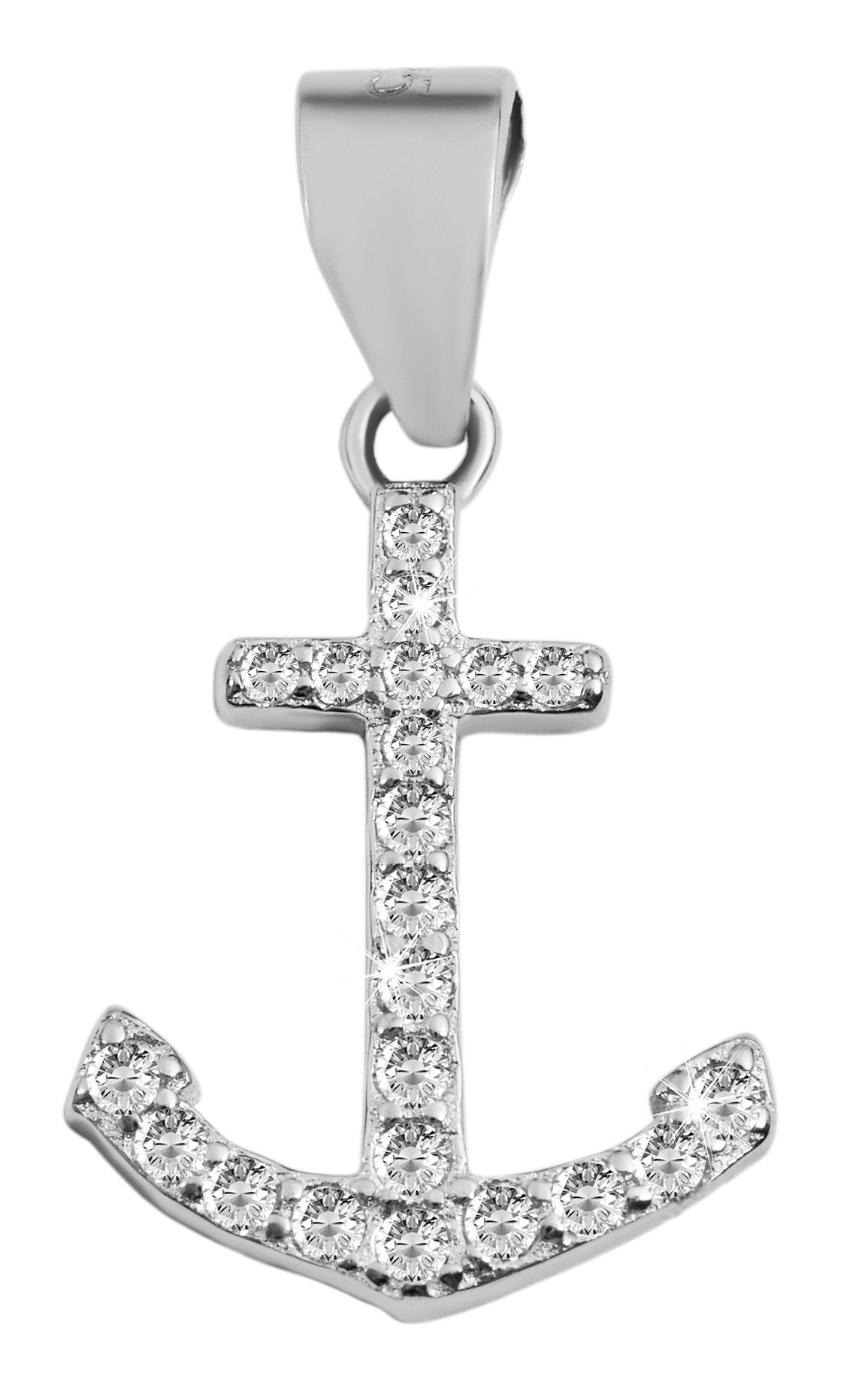 925/- Echt Silber Anker Anhänger "Taraneh" ohne Kette, Zirkoniabesatz, 925/rhodiniert