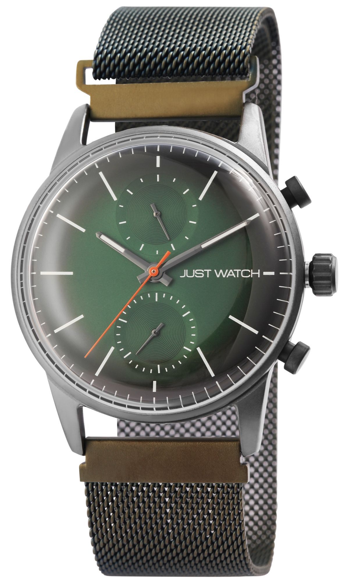 Just Watch Herrenuhr, Milanesearmband, grün/grau