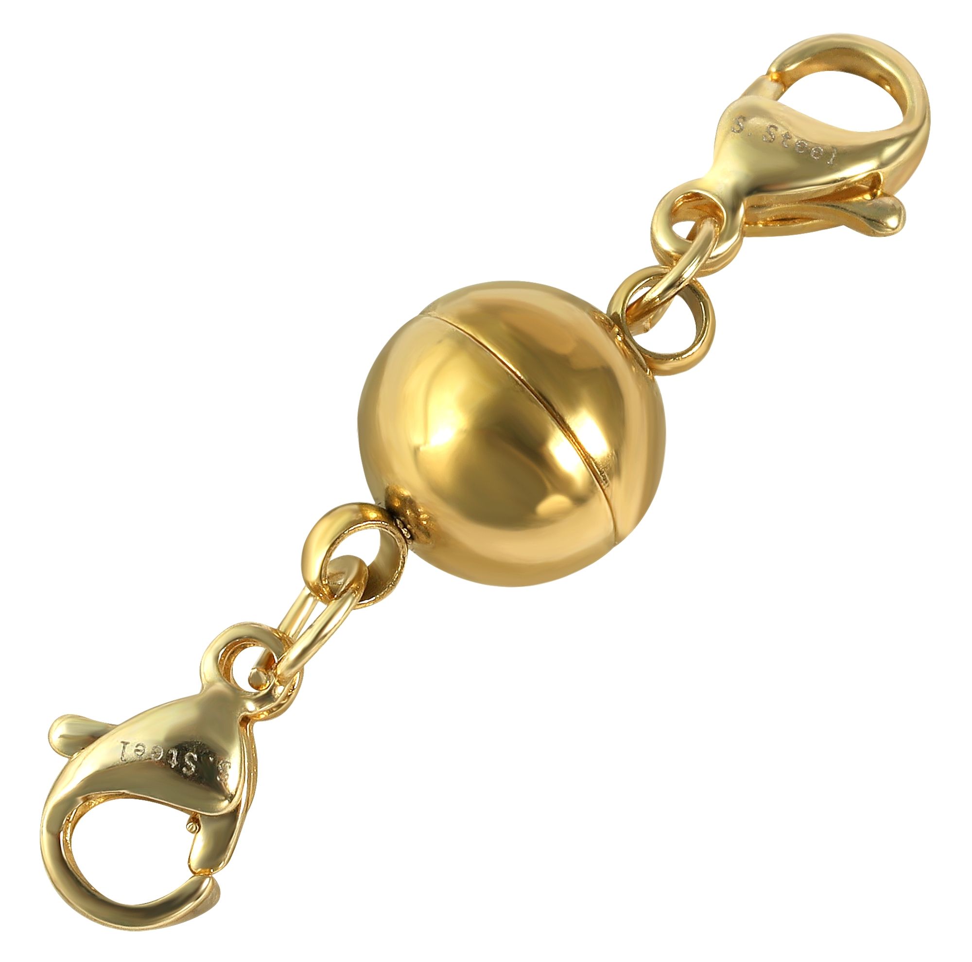 Magnetschließe rund mit 2  Karabinern, Edelstahl, IPG,  Kugel Durchmesser  8 mm