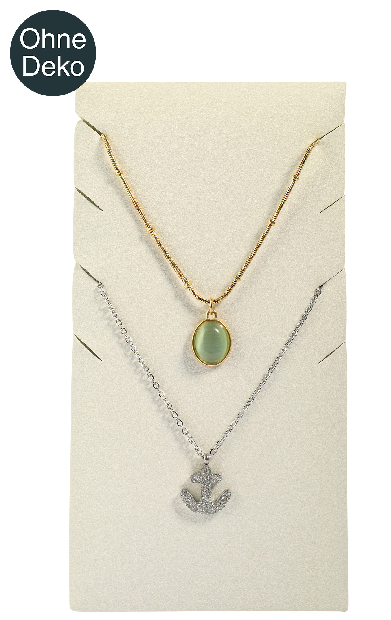 Aufsteller für 4 Ketten (Dekoserie Soft), PU-bezogen, 13,5 cm, weiß