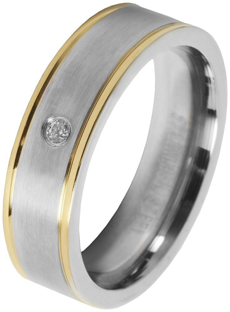 "Deep Breath" Damen-Partnerring, Akzent Edelstahl, Simili, bicolor (silberfarben/ goldfarben), Gr 50