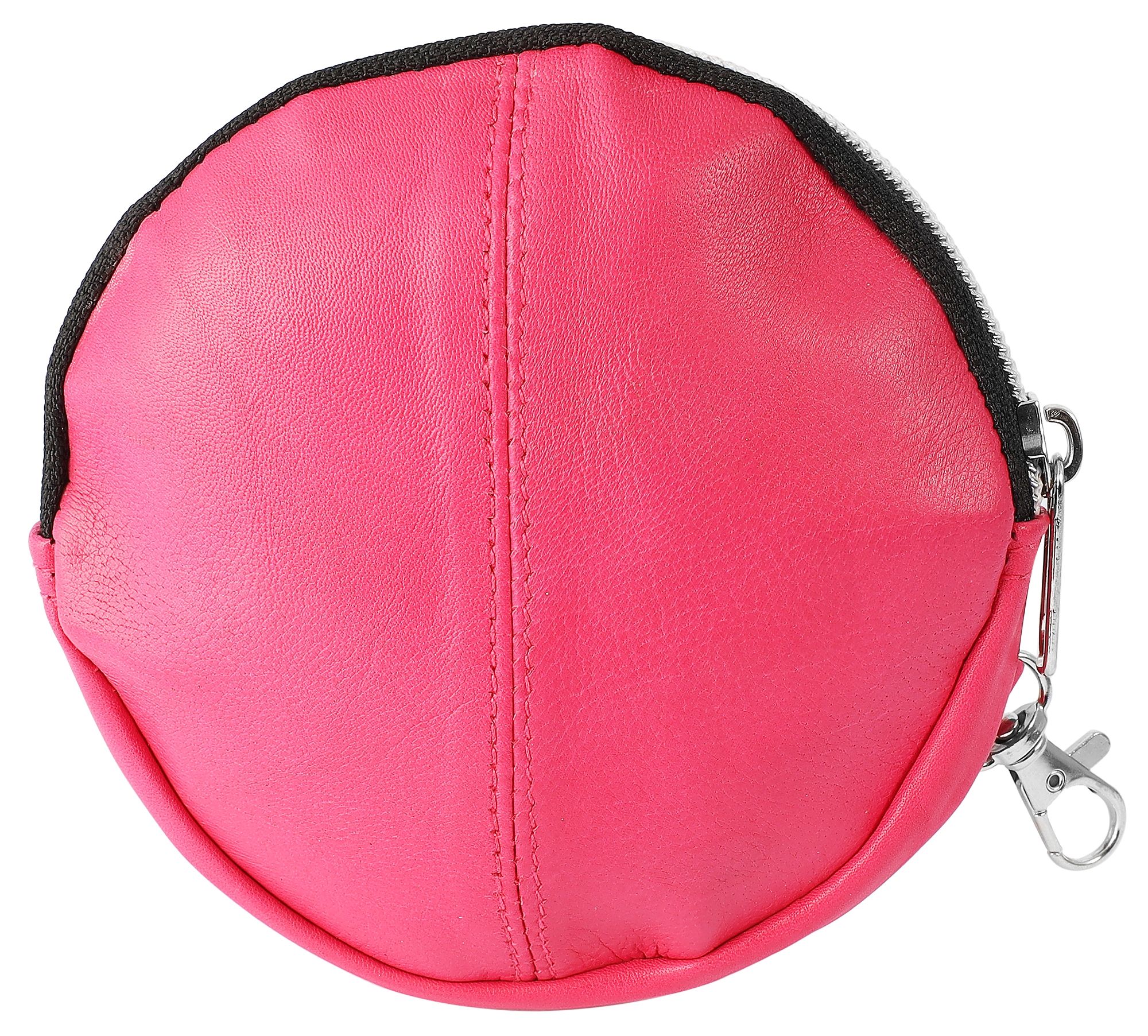 Echt Leder Mini Geldbörse rund, pink
