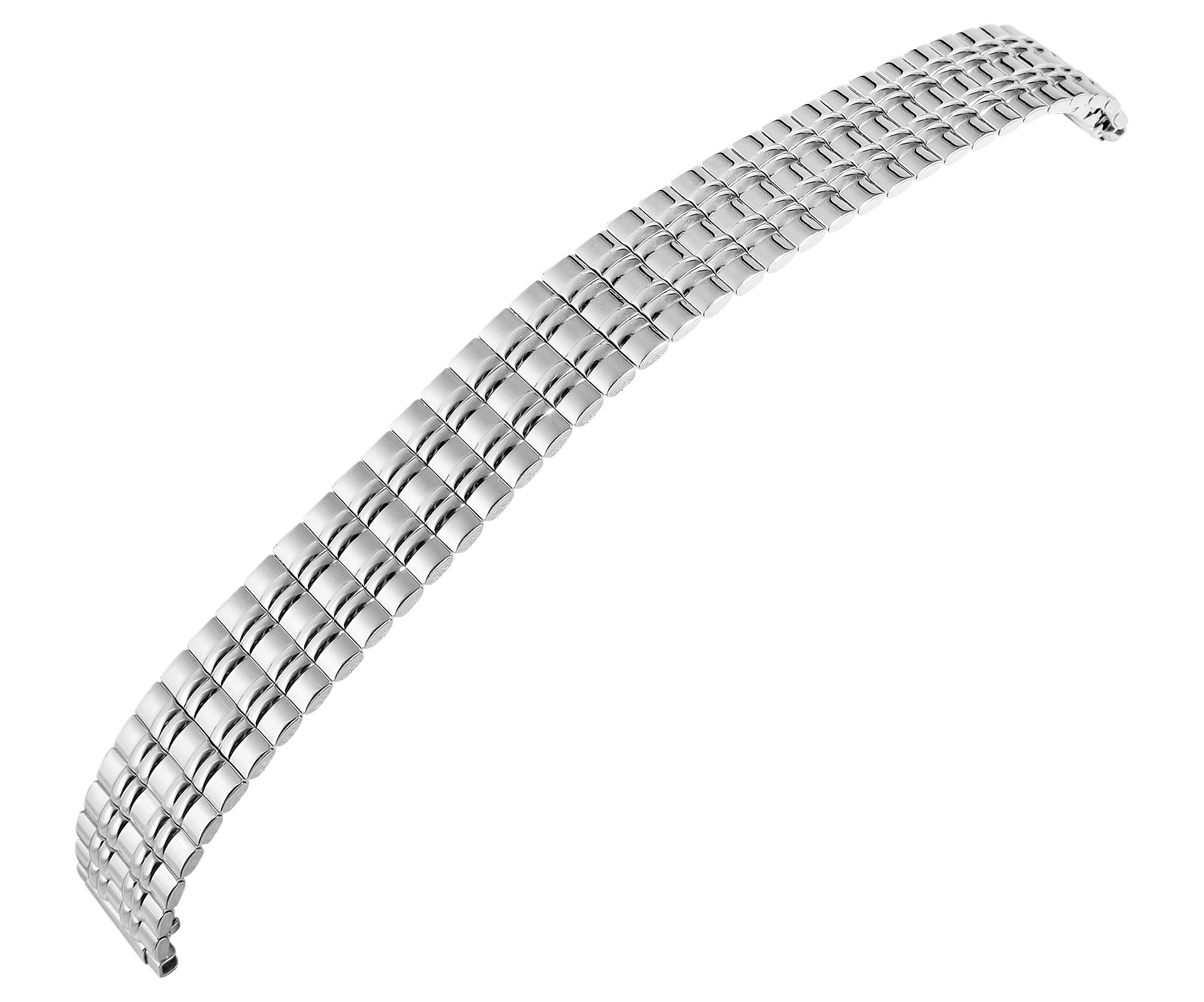 Zugarmband aus Edelstahl, Uhrenersatzarmband, silberfarben, poliert, 10 - 14 mm