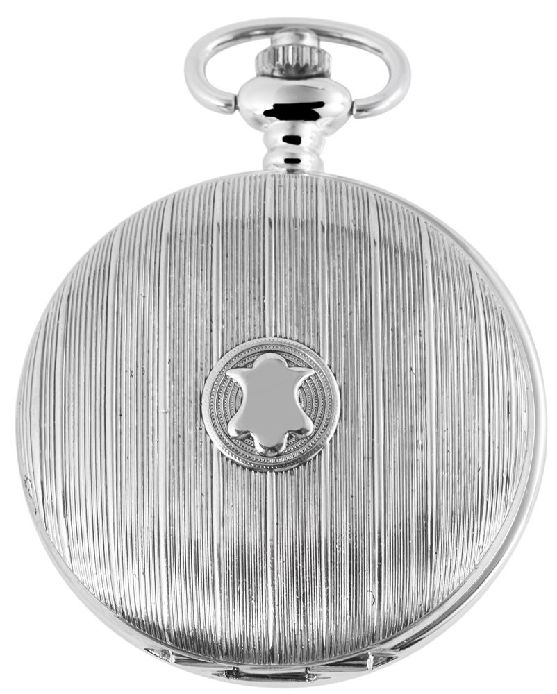 Excellanc Taschenuhr, Echtleder-Zeichen, silberfarben