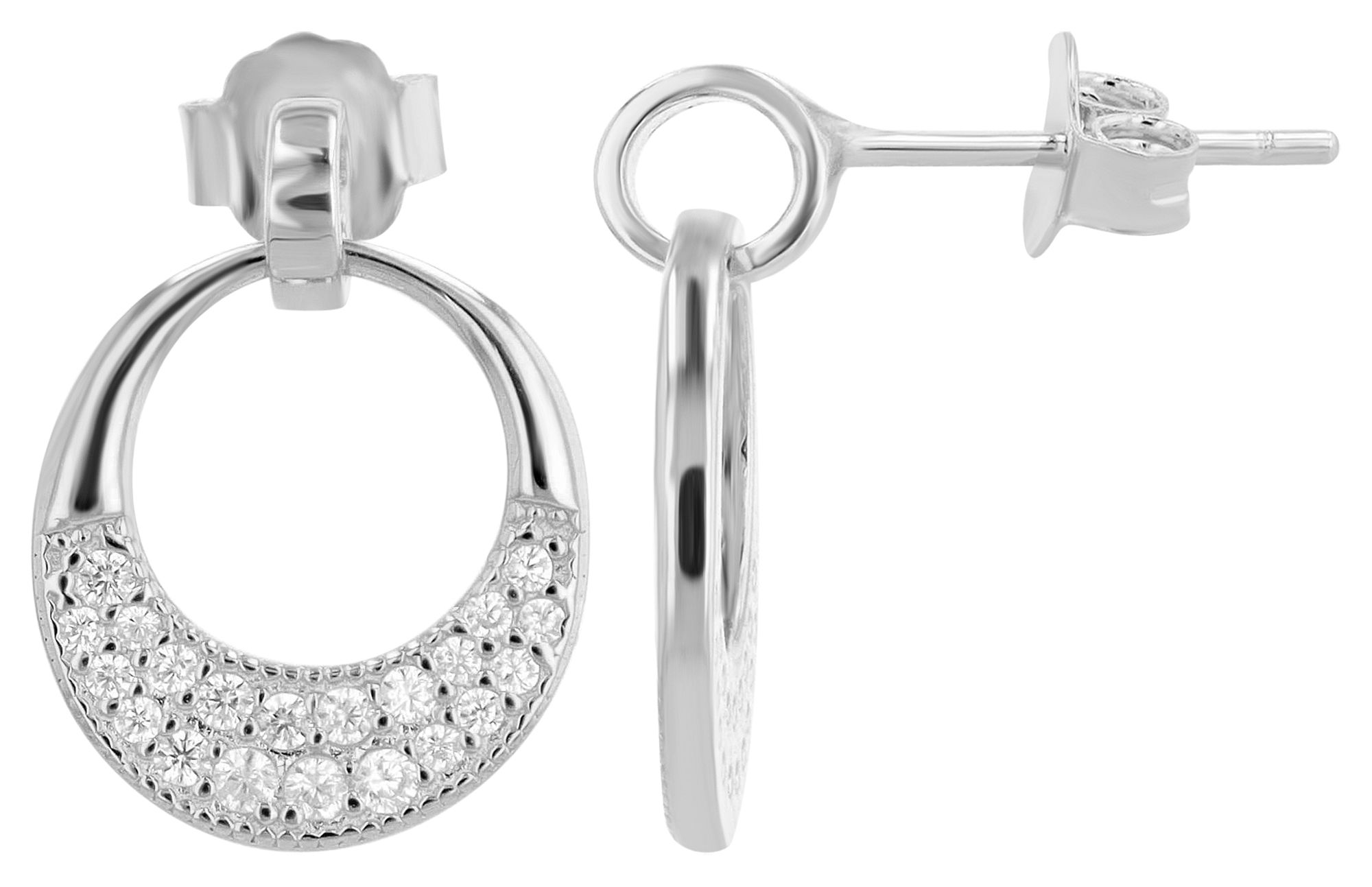 "Roxana" 925/- Echt Silber Ohrstecker mit Anhänger, silberfarben rhodiniert