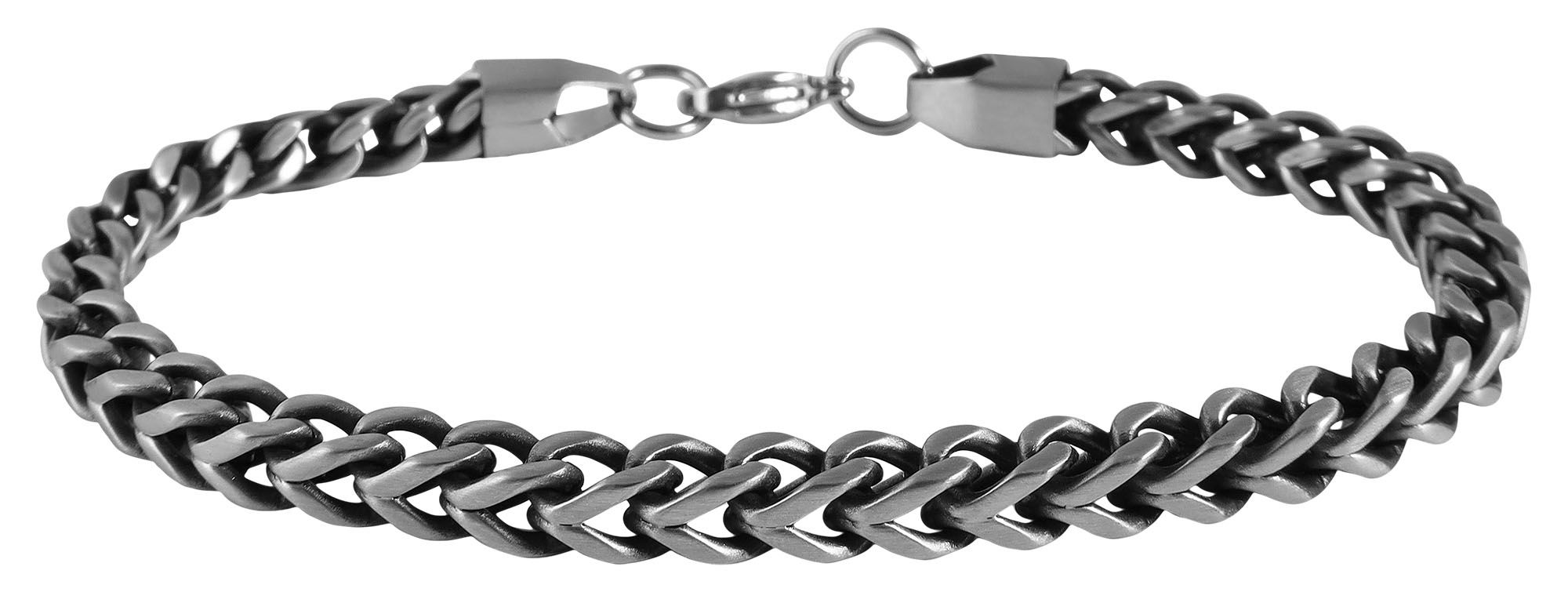 "Lontah", Edelstahl 3D-Panzerkettenarmband, Karabiner, 24 cm/5 mm