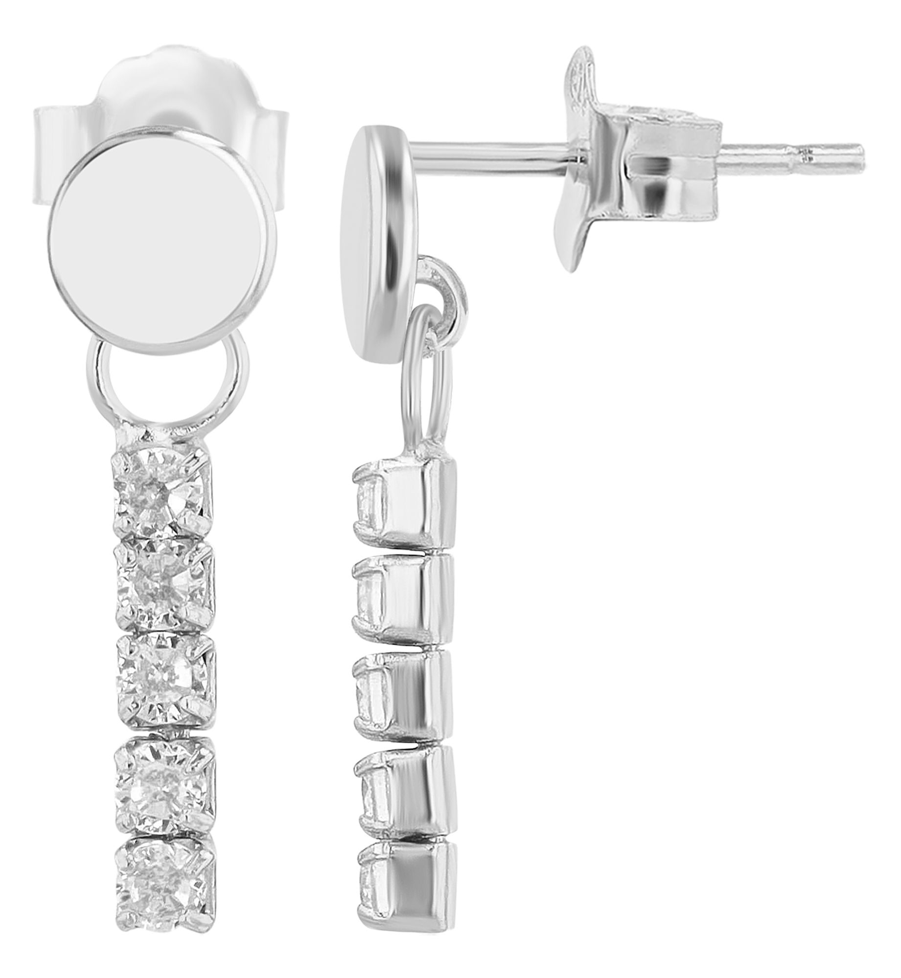 "Nohea" 925/- Echt Silber, Ohrhänger (Plättchen, Tenniskette), Zirkonia, silberfarben rhodiniert