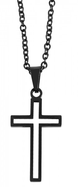 Akzent Ankerkette mit Kreuzanhänger, Edelstahl, 43+5 cm