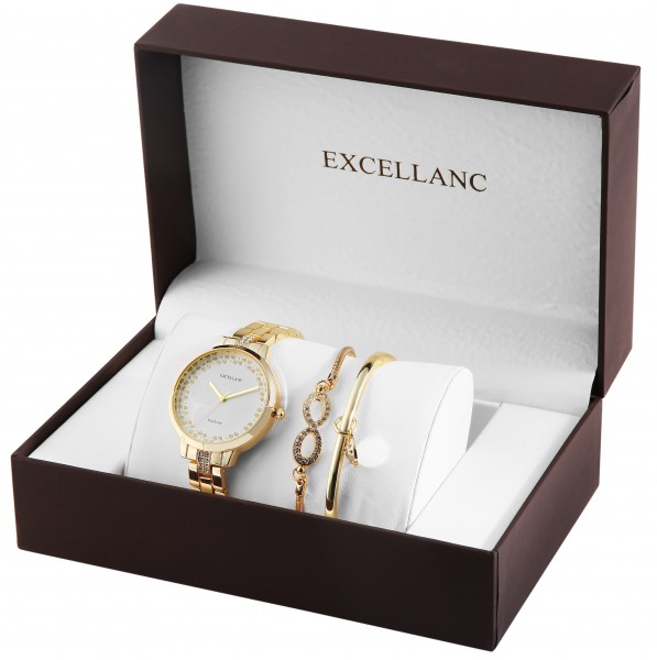 Excellanc Geschenkeset, Damen, Uhr, Armband, Armreif