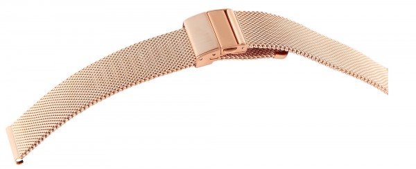 Edelstahl-Milanesearmband mit Faltschließe, roségoldfarben, 14 - 22 mm