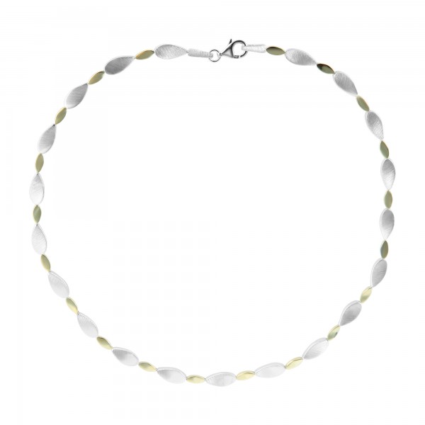 925/- Echt Silber Halskette "Solveig", mattiert/poliert, bicolor, 925/rhodiniert, Breite 6mm, Stärke