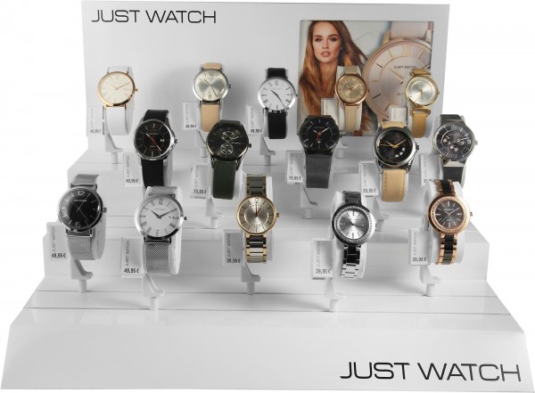 Just Watch Display für Uhren, Holz, weiß
