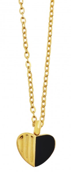 Akzent Edelstahl Halskette mit Herz-Anhänger, Länge: 43+5cm