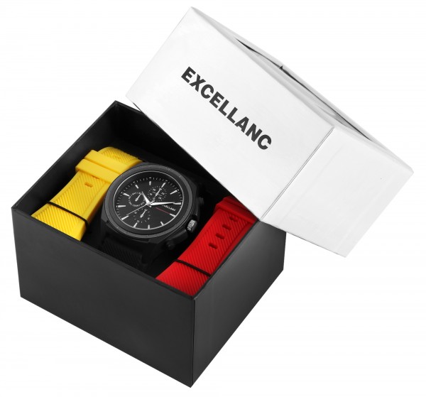 Excellanc Herren Geschenkset Uhr mit Wechselarmbändern in 2 Farben