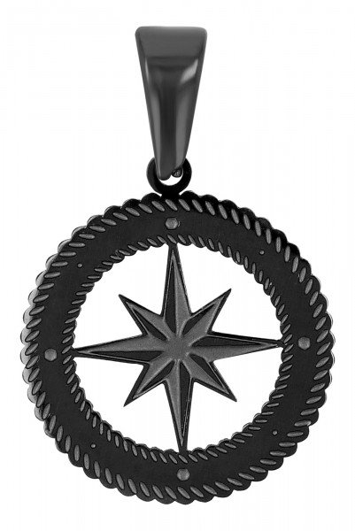 Kettenanhänger Kompass aus Edelstahl "Kilani", silberfarbig oder schwarz