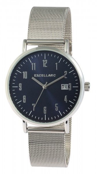 Excellanc Herrenuhr mit Edelstahl Meshband,