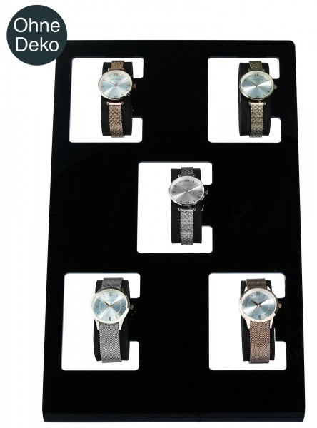 Uhrendisplay für 5 Uhren, Plastik, Hochglanz, 37 x 24 x 11 cm