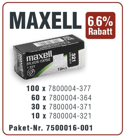 Maxell Aktionspaket Knopfzellen mit 321er, 364er, 371er, 377er
