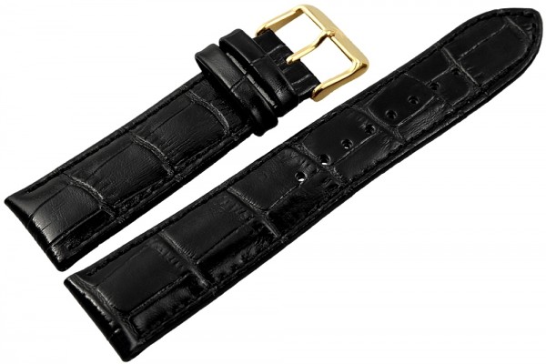 Hochwertiges AKZENT Lederband in schwarz, 20 - 24 mm