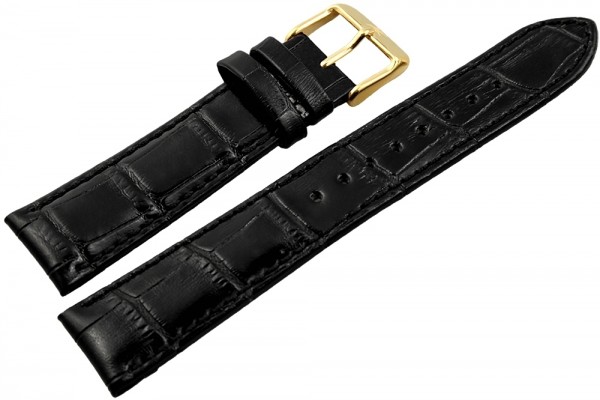 Hochwertiges AKZENT Lederband in schwarz, 20 - 24 mm